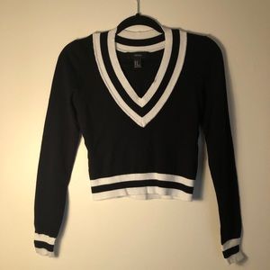 Cropped Varsity V Neck Sweater Forever 21 Medium
